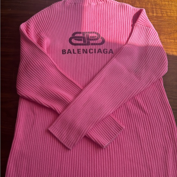 Balenciaga Vibrant Pink Cowl Neck Sweater